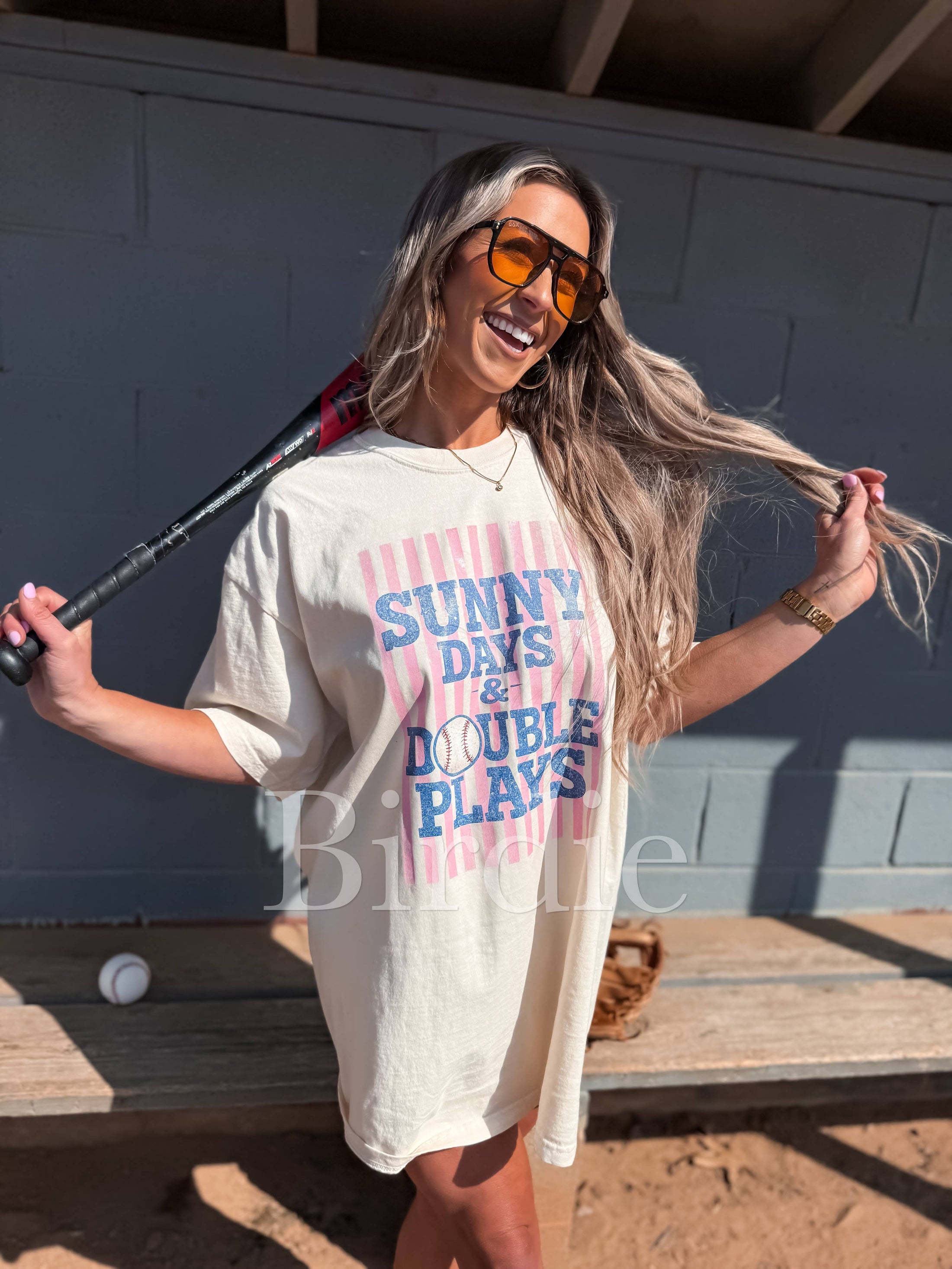 Sunny Days & Double Plays Graphic Tee on Ivory