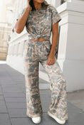Load image into Gallery viewer, Camo Print T Shirt 2pcs Pants Set
