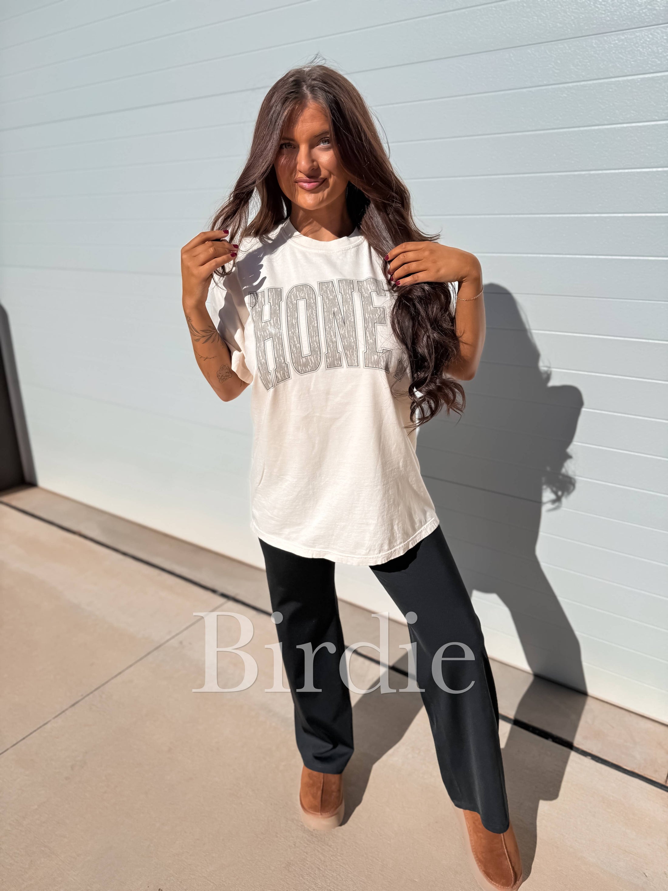 Honey Birch Camo Graphic Tee on Ivory