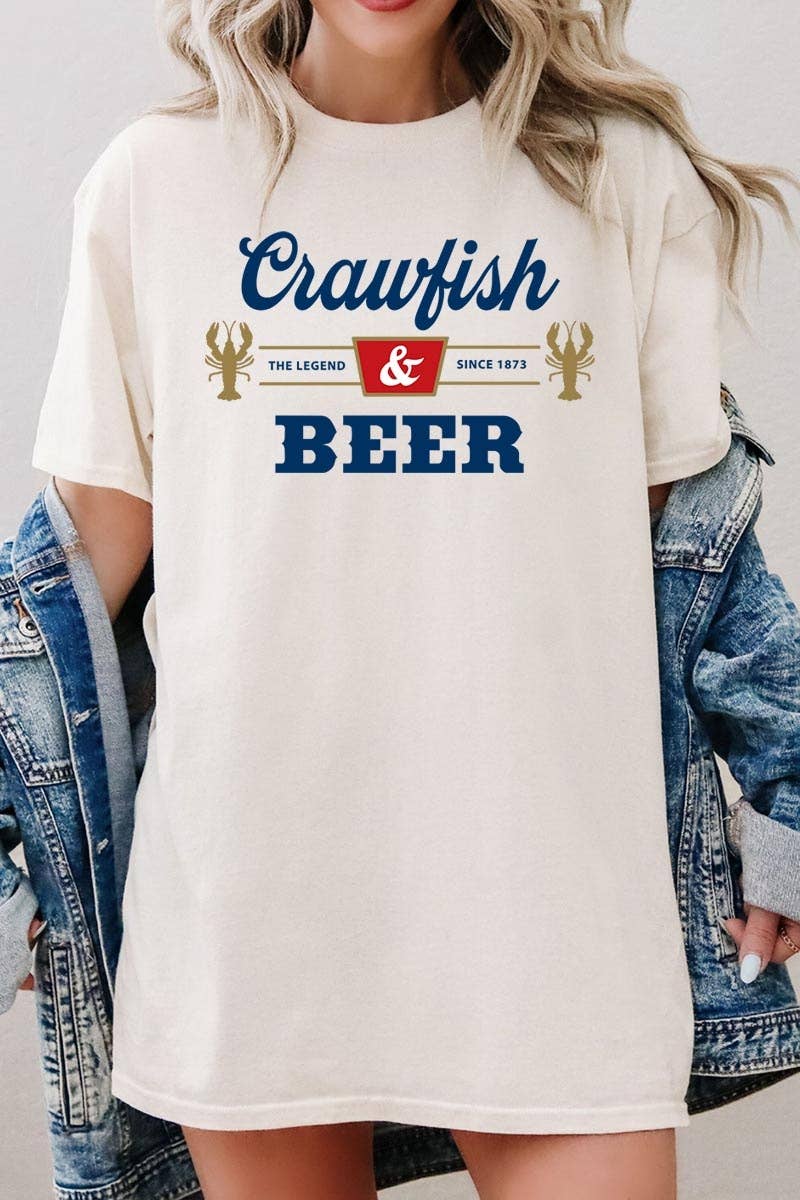 Crawfish And Beer Graphic Heavy Cotton Tee