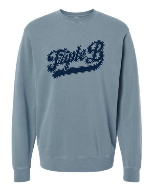 Slate Blue Pigment Washed Triple B Crewneck