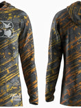 Load image into Gallery viewer, Honeycomb Dri-Fit Fishing Hoodie- Gray and Orange
