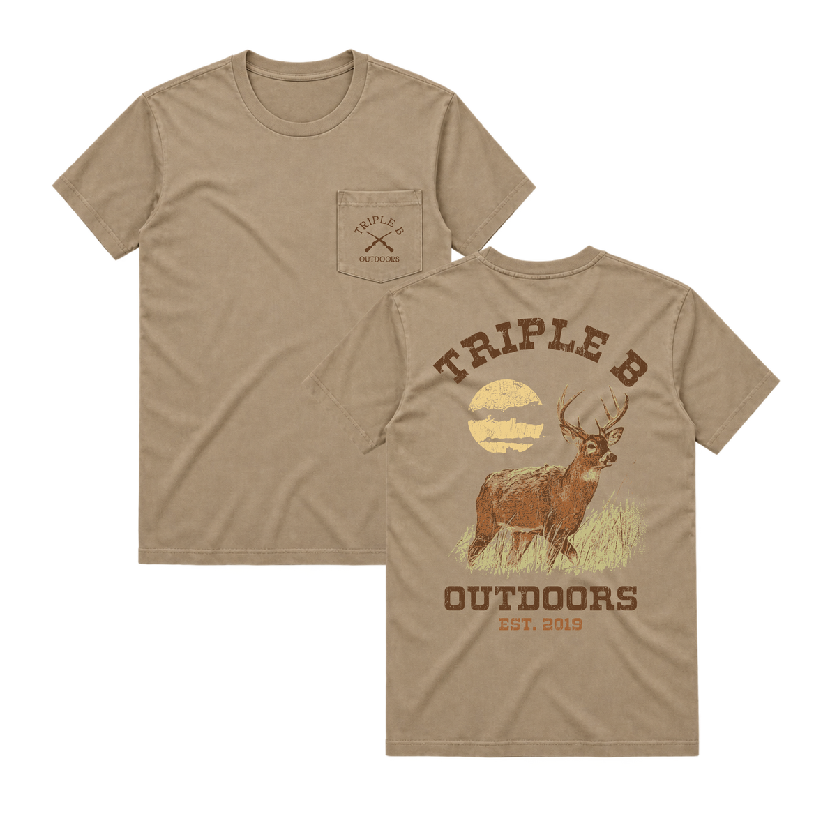 Whitetail Deer Moon Triple B Pocket Tee