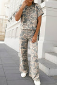 Load image into Gallery viewer, Camo Print T Shirt 2pcs Pants Set
