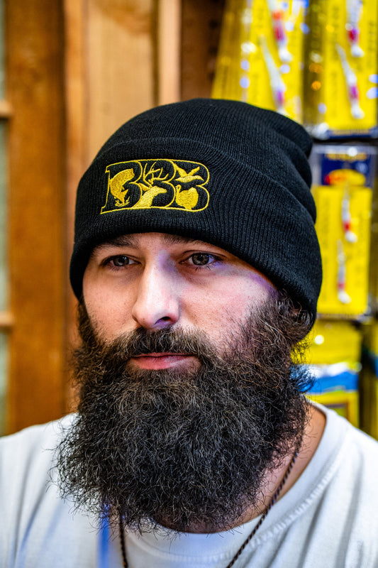 Black and Gold Triple B Beanie - Triple B Outdoors