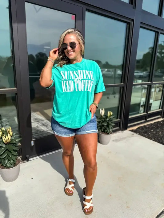 Sunshine & Iced Coffee Island Green Graphic Tee
