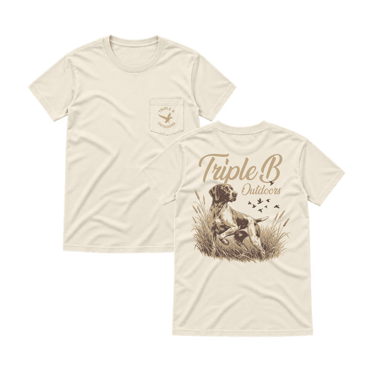 Dog Field Script Triple B Pocket Tee - Triple B Outdoors