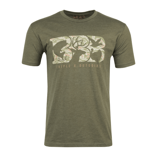 Green Camo Logo Tee - Triple B Outdoors