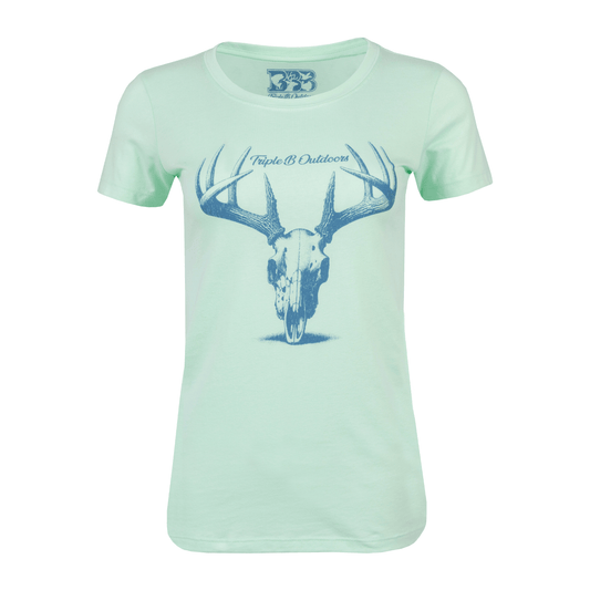 Ladies' Fitted Mint Skull Tee - Triple B Outdoors