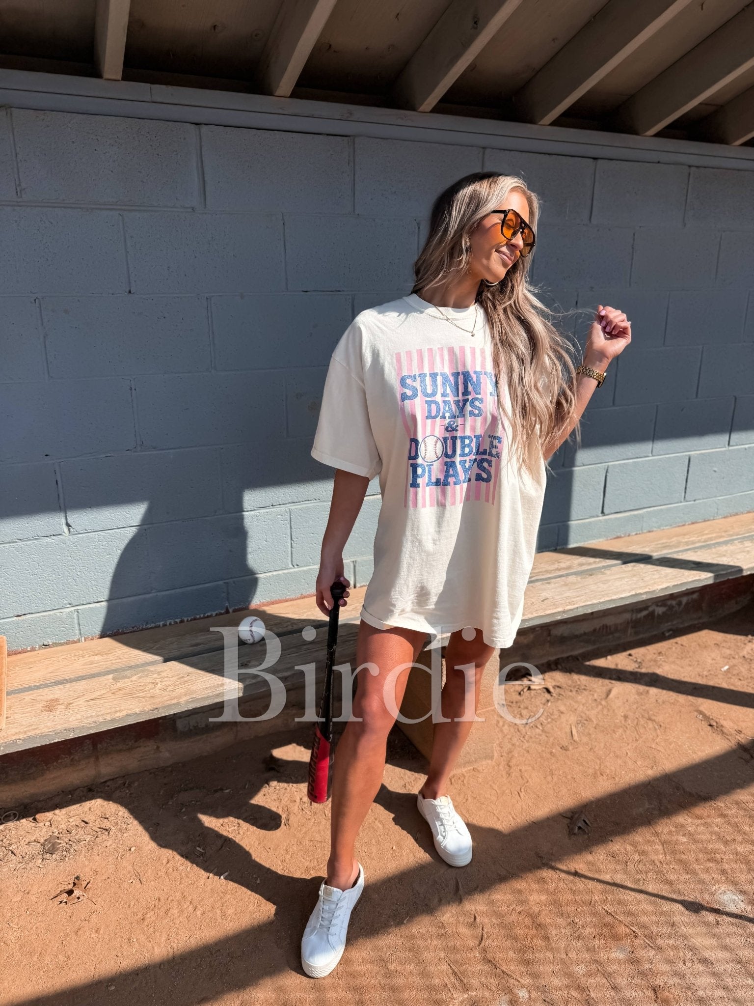 Sunny Days & Double Plays Graphic Tee on Ivory - Triple B Outdoors