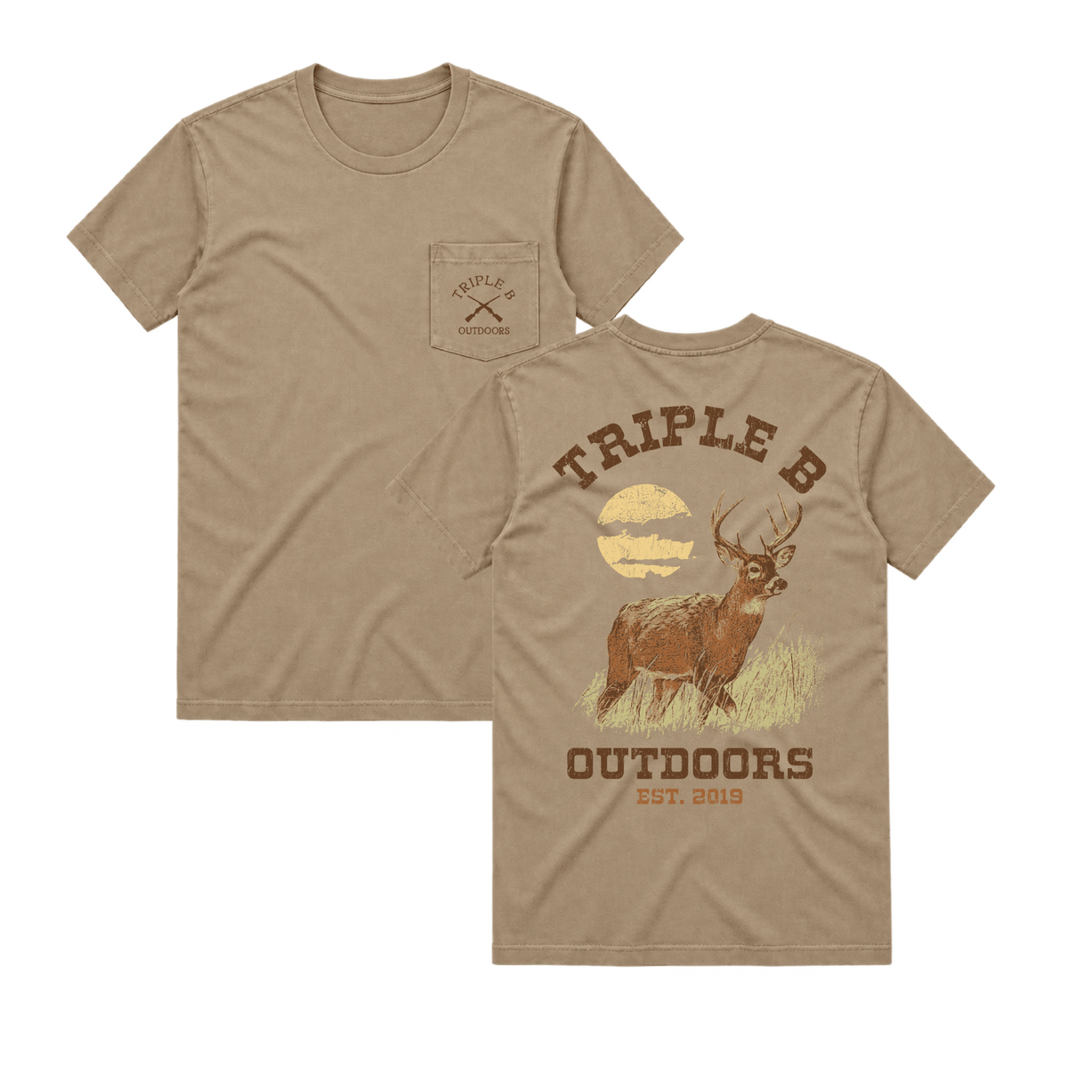 Whitetail Deer Moon Triple B Pocket Tee - Triple B Outdoors